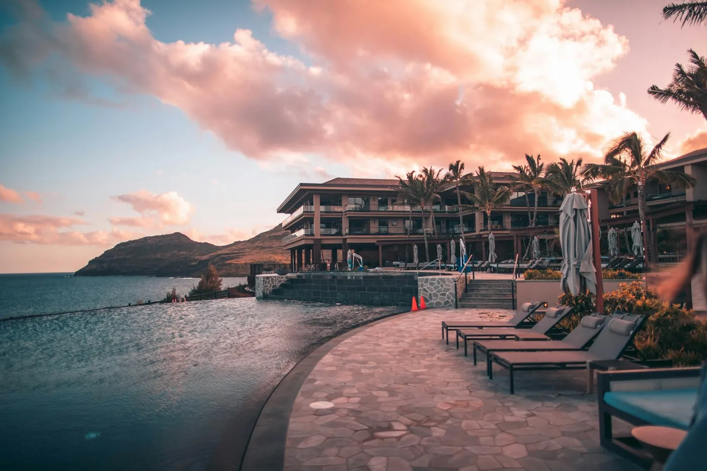 Infinity pool at sunset
